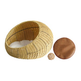 Cat Basket Bed Imitation Rattan Lounge Bed Ventilated Handmade Woven Cat Bed beige