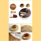 Cat Basket Bed Imitation Rattan Lounge Bed Ventilated Handmade Woven Cat Bed beige