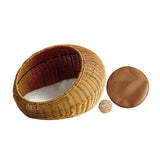 Cat Basket Bed Imitation Rattan Lounge Bed Ventilated Handmade Woven Cat Bed light brown