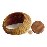 Cat Basket Bed Imitation Rattan Lounge Bed Ventilated Handmade Woven Cat Bed light brown