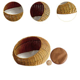 Cat Basket Bed Imitation Rattan Lounge Bed Ventilated Handmade Woven Cat Bed light brown