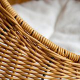Cat Basket Bed Imitation Rattan Lounge Bed Ventilated Handmade Woven Cat Bed light brown