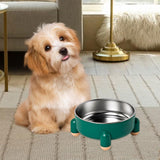 Maxbell Cat Dog Bowl Multiuse Easy to Clean Anti Slip Sturdy Stylish Water Food Bowl Green Yellow