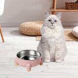 Maxbell Cat Dog Bowl Multiuse Easy to Clean Anti Slip Sturdy Stylish Water Food Bowl Pink Yellow
