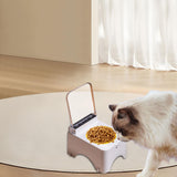 Maxbell Raised Cat Bowl Auto Open Cover Cat Dog Food Feeder Pet Bowl for Indoor Cats PP Bowl