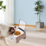 Maxbell Raised Cat Bowl Auto Open Cover Cat Dog Food Feeder Pet Bowl for Indoor Cats PP Bowl
