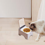 Maxbell Raised Cat Bowl Auto Open Cover Cat Dog Food Feeder Pet Bowl for Indoor Cats PP Bowl