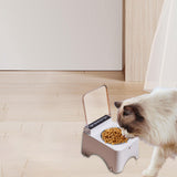 Maxbell Raised Cat Bowl Auto Open Cover Cat Dog Food Feeder Pet Bowl for Indoor Cats Stainless Steel Bowl