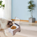 Maxbell Raised Cat Bowl Auto Open Cover Cat Dog Food Feeder Pet Bowl for Indoor Cats Stainless Steel Bowl