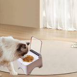 Maxbell Raised Cat Bowl Auto Open Cover Cat Dog Food Feeder Pet Bowl for Indoor Cats Ceramic Bowl
