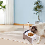 Maxbell Raised Cat Bowl Auto Open Cover Cat Dog Food Feeder Pet Bowl for Indoor Cats Ceramic Bowl