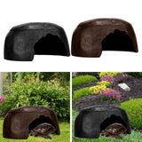 Maxbell Turtle Humidification Shelter Realistic Sturdy Portable Reptiles Hiding Cave Black
