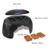 Maxbell Turtle Humidification Shelter Realistic Sturdy Portable Reptiles Hiding Cave Black