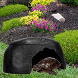 Maxbell Turtle Humidification Shelter Realistic Sturdy Portable Reptiles Hiding Cave Black