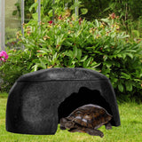 Maxbell Turtle Humidification Shelter Realistic Sturdy Portable Reptiles Hiding Cave Black