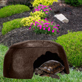 Maxbell Turtle Humidification Shelter Realistic Sturdy Portable Reptiles Hiding Cave Brown