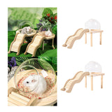 Maxbell Hamster Sand Bath Container with Wooden Ladder for Pet Supplies Gerbils Mice S