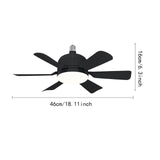 Maxbell E27 Socket Fan Light with Remote 40W Ceiling Fan for Dining Room Living Room Black