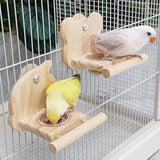 Maxbell Parrot Cage Feeder Bowl Bird Perch with Feeding Cup for Lovebirds Cockatiels Bear Shaped