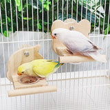 Maxbell Parrot Cage Feeder Bowl Bird Perch with Feeding Cup for Lovebirds Cockatiels Bear Shaped