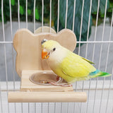 Maxbell Parrot Cage Feeder Bowl Bird Perch with Feeding Cup for Lovebirds Cockatiels Bear Shaped