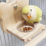 Maxbell Parrot Cage Feeder Bowl Bird Perch with Feeding Cup for Lovebirds Cockatiels Bear Shaped