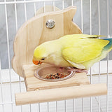 Maxbell Parrot Cage Feeder Bowl Bird Perch with Feeding Cup for Lovebirds Cockatiels Bird Shaped