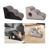 Maxbell Cat Ramp Anti Slip Removable Cover Dog Stairs Steps for Sofa Kitten Tall Bed Gray