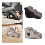Maxbell Cat Ramp Anti Slip Removable Cover Dog Stairs Steps for Sofa Kitten Tall Bed Gray