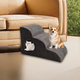 Maxbell Cat Ramp Anti Slip Removable Cover Dog Stairs Steps for Sofa Kitten Tall Bed Gray