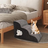 Maxbell Cat Ramp Anti Slip Removable Cover Dog Stairs Steps for Sofa Kitten Tall Bed Gray