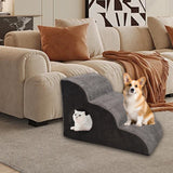 Maxbell Cat Ramp Anti Slip Removable Cover Dog Stairs Steps for Sofa Kitten Tall Bed Gray