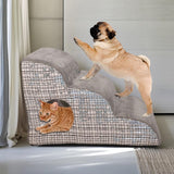 Maxbell Cat Ramp Anti Slip Removable Cover Dog Stairs Steps for Sofa Kitten Tall Bed Light Gray