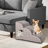 Maxbell Cat Ramp Anti Slip Removable Cover Dog Stairs Steps for Sofa Kitten Tall Bed Light Gray