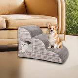Maxbell Cat Ramp Anti Slip Removable Cover Dog Stairs Steps for Sofa Kitten Tall Bed Light Gray