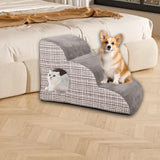 Maxbell Cat Ramp Anti Slip Removable Cover Dog Stairs Steps for Sofa Kitten Tall Bed Light Gray