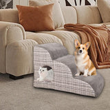 Maxbell Cat Ramp Anti Slip Removable Cover Dog Stairs Steps for Sofa Kitten Tall Bed Light Gray