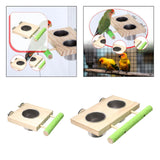 Maxbell Bird Feeding Dish Cup Wooden for Cage Bird Perch for Lovebird Macaw Parakeet Single bowl