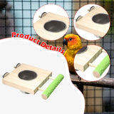 Maxbell Bird Feeding Dish Cup Wooden for Cage Bird Perch for Lovebird Macaw Parakeet Single bowl