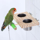 Maxbell Bird Feeding Dish Cup Wooden for Cage Bird Perch for Lovebird Macaw Parakeet Single bowl