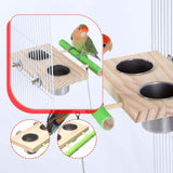 Maxbell Bird Feeding Dish Cup Wooden for Cage Bird Perch for Lovebird Macaw Parakeet Double bowl