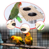 Maxbell Bird Feeding Dish Cup Wooden for Cage Bird Perch for Lovebird Macaw Parakeet Double bowl