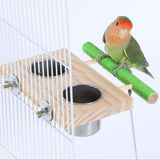 Maxbell Bird Feeding Dish Cup Wooden for Cage Bird Perch for Lovebird Macaw Parakeet Double bowl