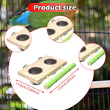 Maxbell Bird Feeding Dish Cup Wooden for Cage Bird Perch for Lovebird Macaw Parakeet Double bowl