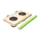 Maxbell Bird Feeding Dish Cup Wooden for Cage Bird Perch for Lovebird Macaw Parakeet Double bowl