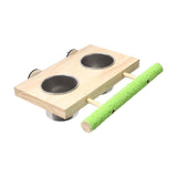 Maxbell Bird Feeding Dish Cup Wooden for Cage Bird Perch for Lovebird Macaw Parakeet Double bowl