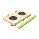 Maxbell Bird Feeding Dish Cup Wooden for Cage Bird Perch for Lovebird Macaw Parakeet Double bowl