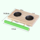 Maxbell Bird Feeding Dish Cup Wooden for Cage Bird Perch for Lovebird Macaw Parakeet Double bowl