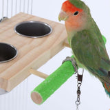 Maxbell Bird Feeding Dish Cup Wooden for Cage Bird Perch for Lovebird Macaw Parakeet Double bowl