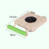 Maxbell Bird Feeding Dish Cup Wooden for Cage Bird Perch for Lovebird Macaw Parakeet Double bowl